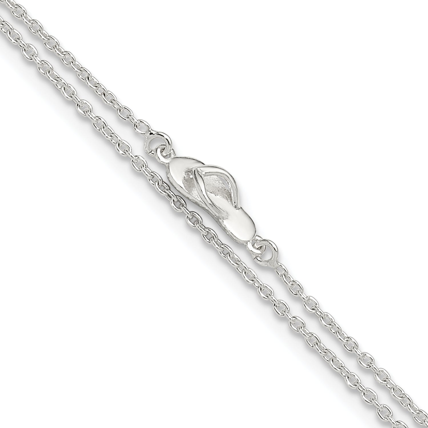 Sterling Silver 2-Strand CZ Flip Flop Plus Extender - Total Anklet