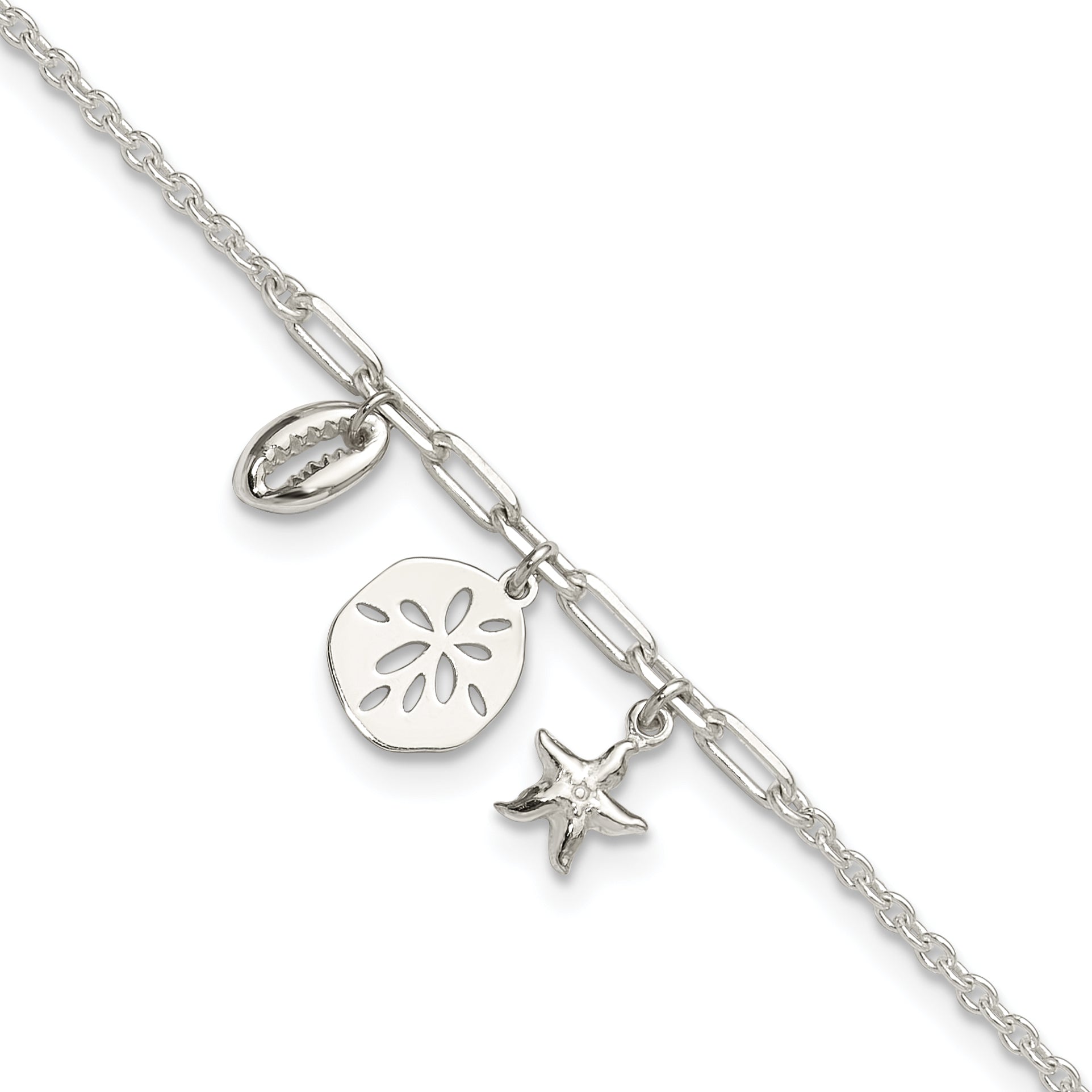 Sterling Silver Shells 9in Plus 1 in Ext. Anklet Main image