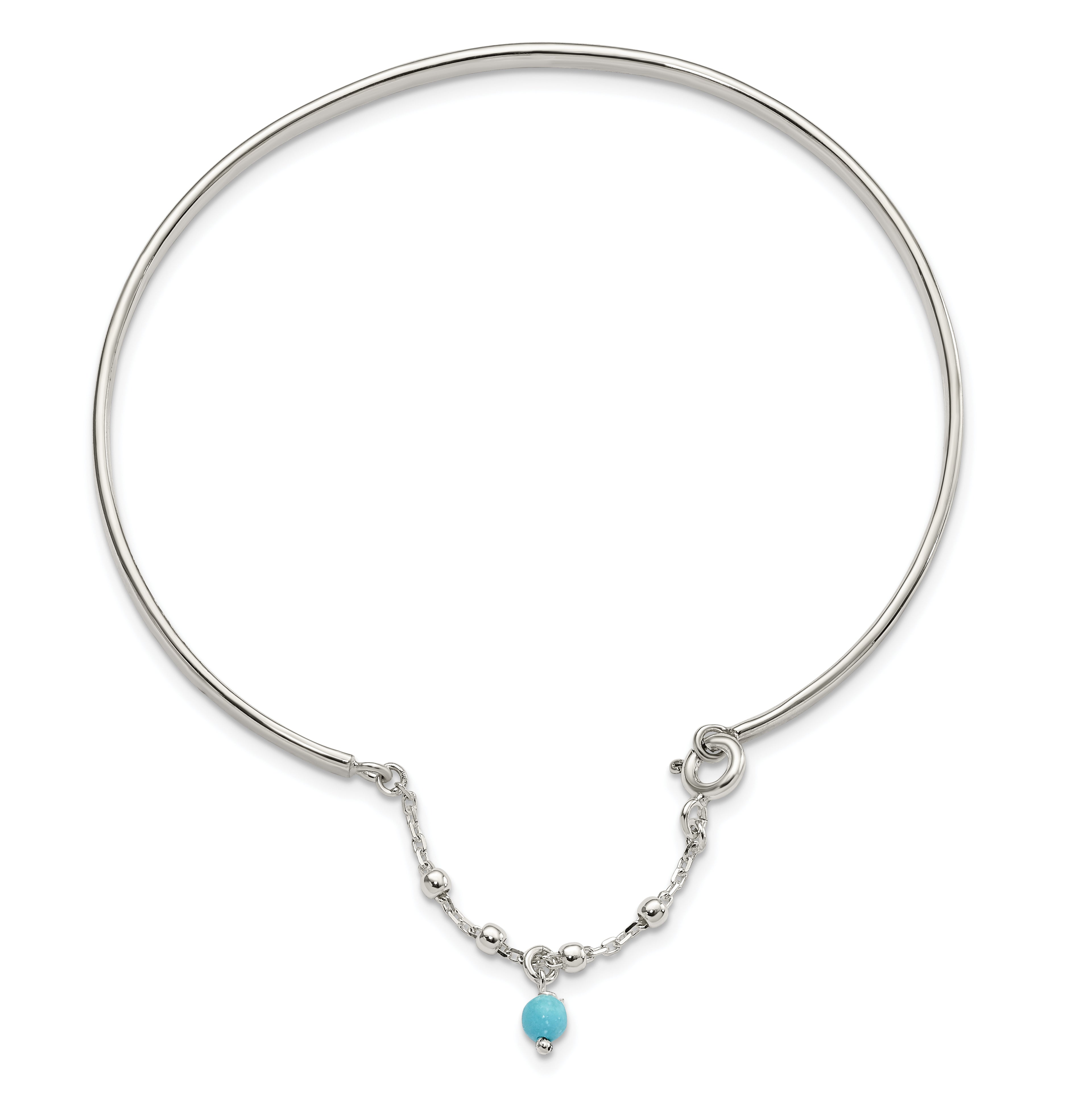Sterling Silver Turquoise Bead Bangle Anklet Secondary image