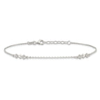 Sterling Silver CZ 3-Diamond Shapes 9in Plus 1 in Ext. Anklet
