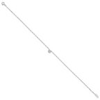 Sterling Silver Rhodium-plated Polished CZ Anklet