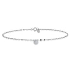 Sterling Silver Rhodium-plated Polished CZ Anklet