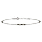 Sterling Silver Black CZ Beads 9in Plus 1 in Ext. Anklet
