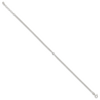 Sterling Silver Bezel CZ 2-Strand 9in Plus 1 in Ext. Anklet