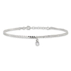 Sterling Silver CZ Fancy Chain 9in Plus 1in Ext. Anklet