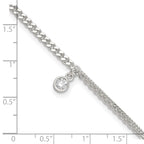 Sterling Silver CZ Fancy Chain 9in Plus 1in Ext. Anklet