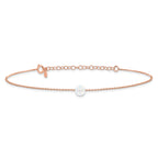 Sterling Silver Rose-tone White Created Opal 9in Plus 2 in ext. Anklet
