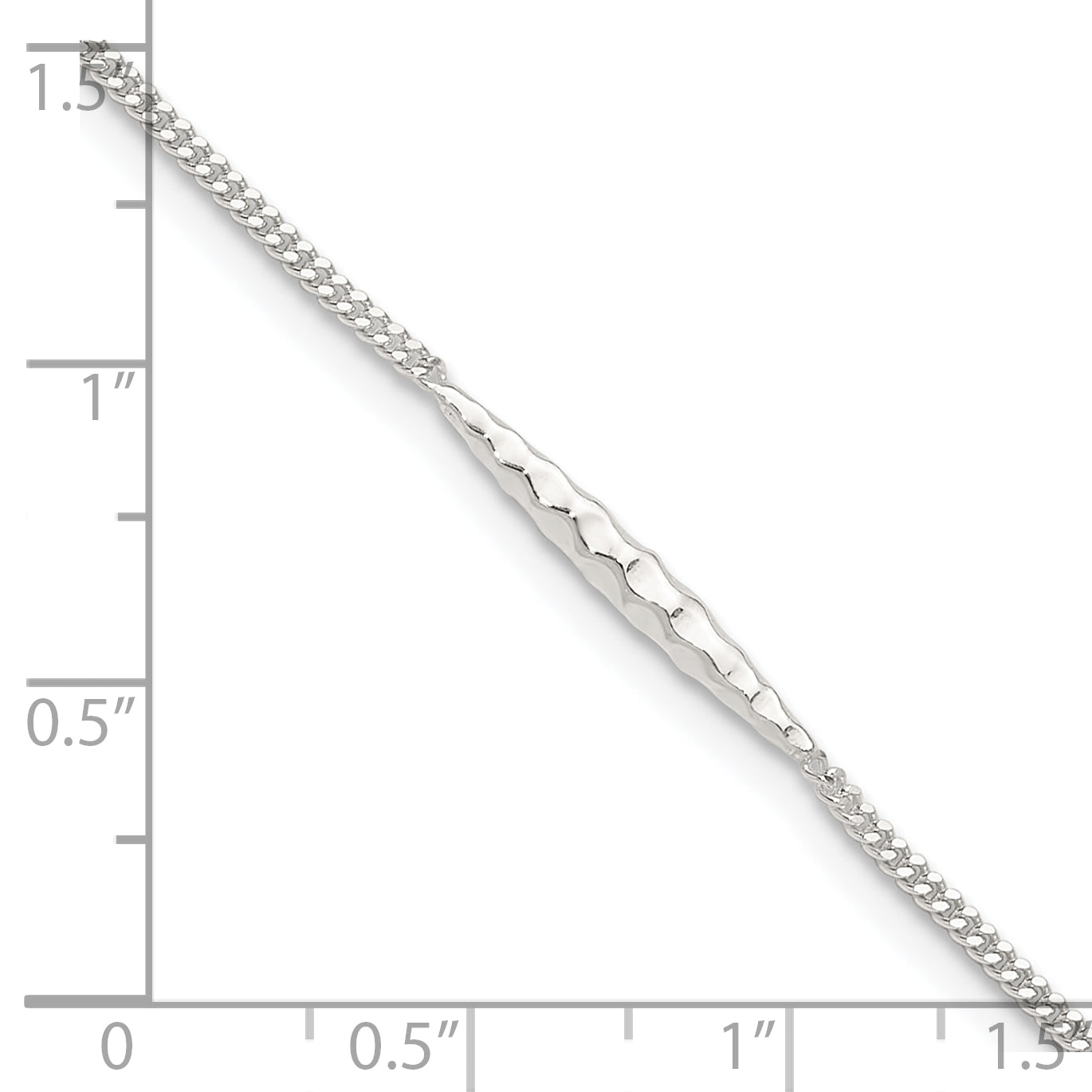 Sterling Silver 9in Plus 1 in Ext. Textured Bar Anklet Secondary image