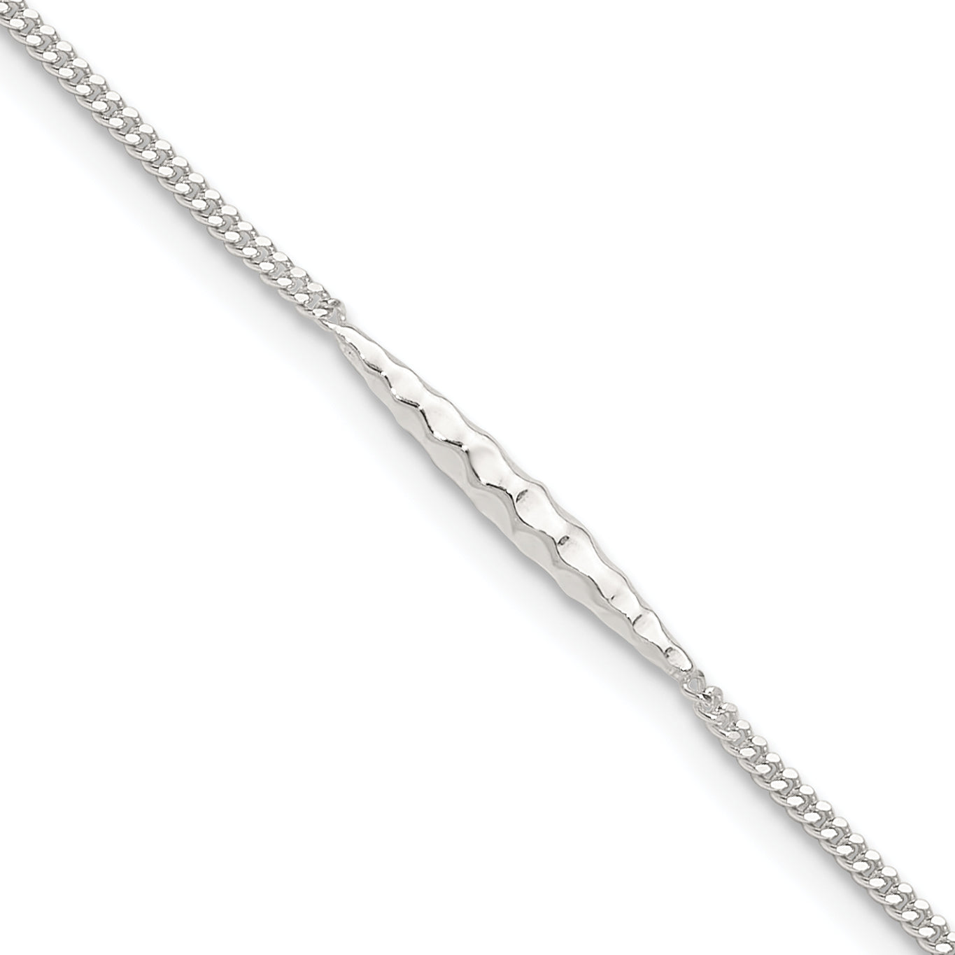 Sterling Silver 9in Plus 1 in Ext. Textured Bar Anklet Main image