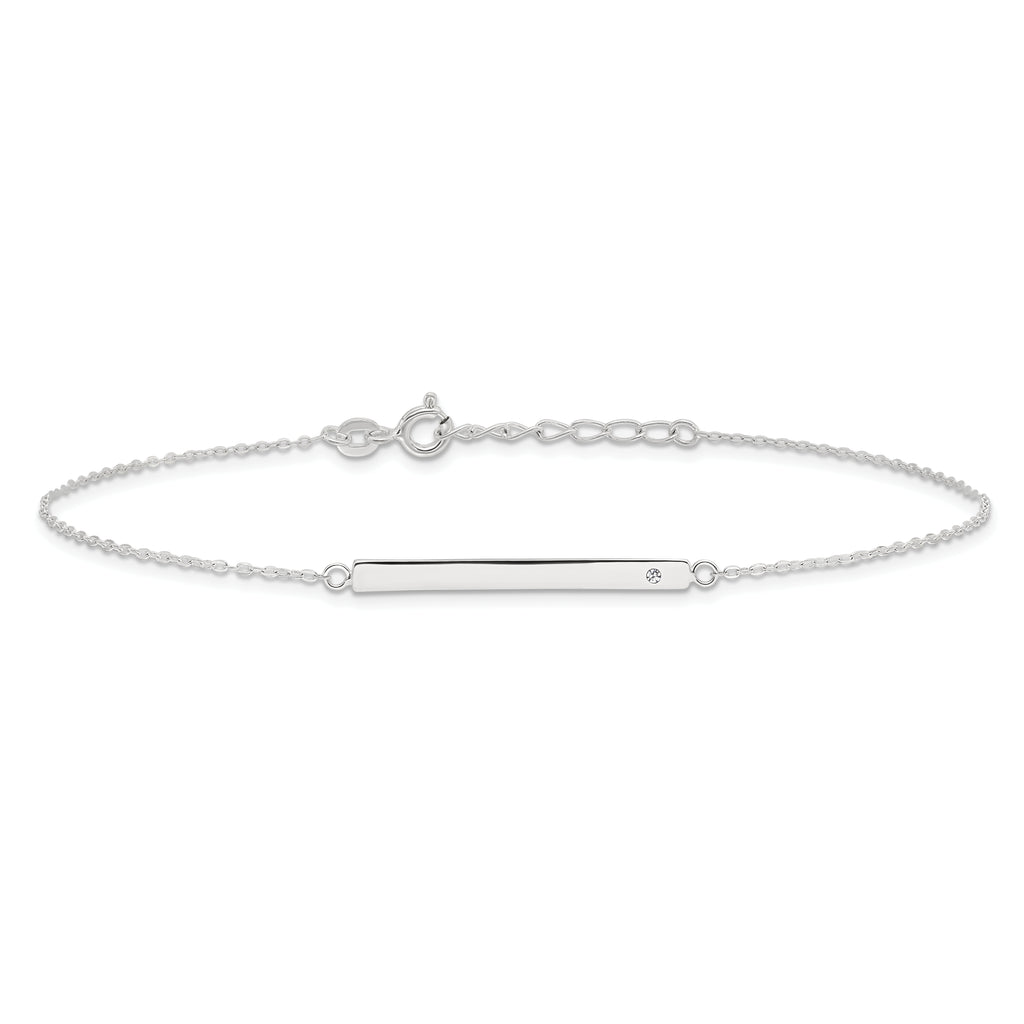 Sterling Silver Crystal Bar Plus Extender - Total Anklet