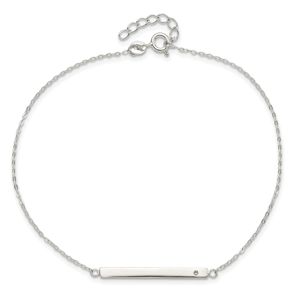Sterling Silver Crystal Bar Plus Extender - Total Anklet