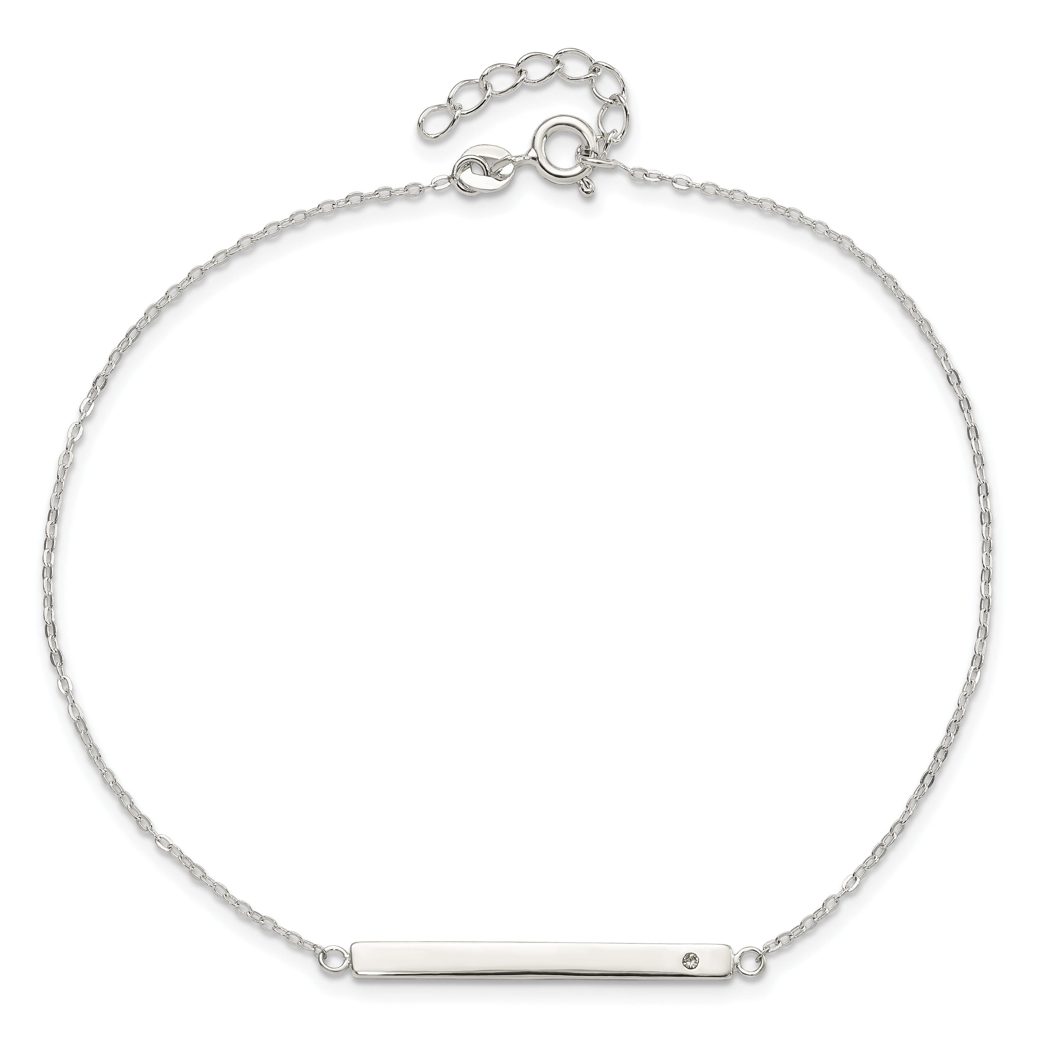 Sterling Silver Crystal Bar Plus Extender - Total Anklet
