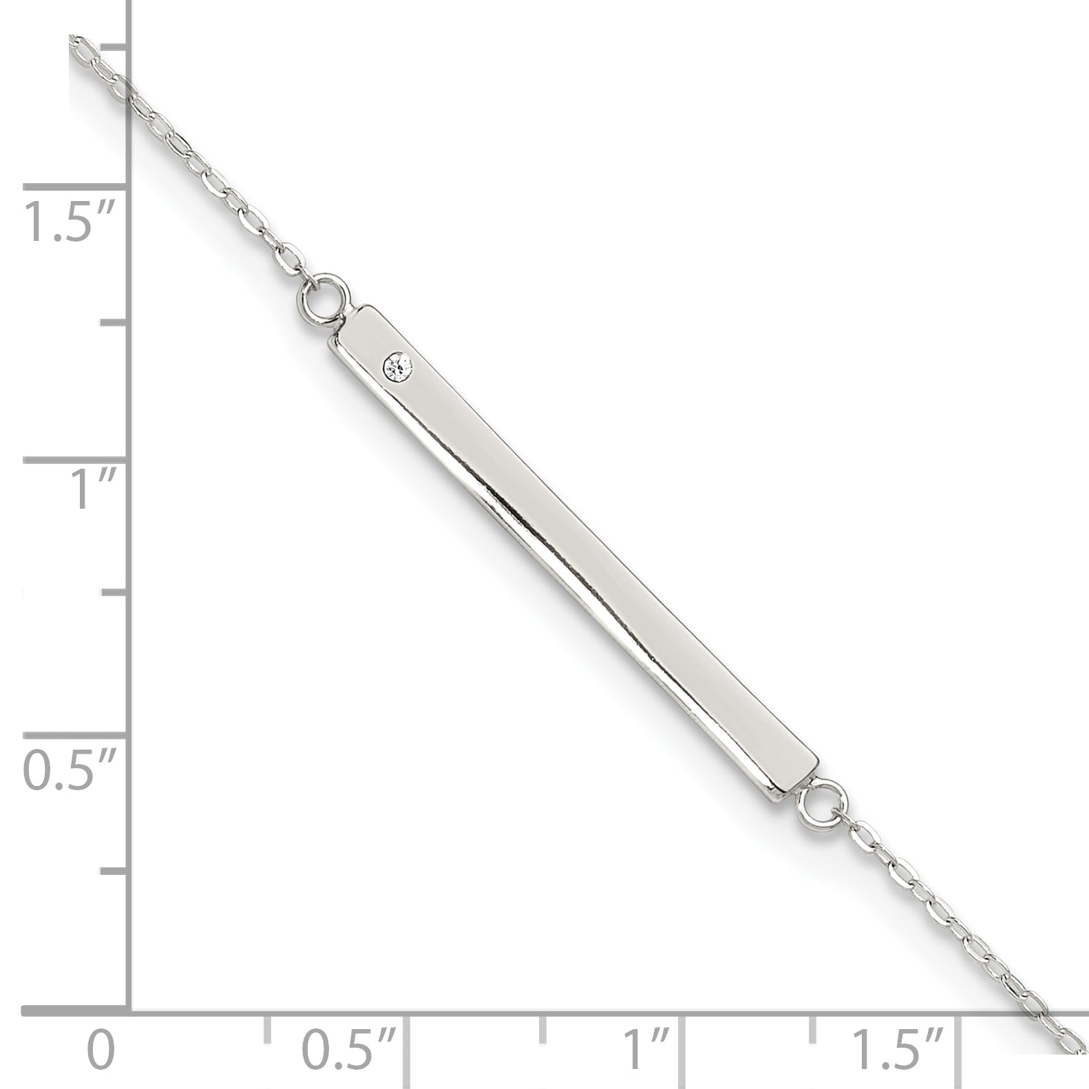 Sterling Silver Crystal Bar 9 inch Plus 1 inch Extender - Total 10 inch Anklet