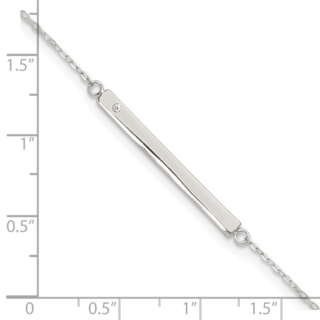 Sterling Silver Crystal Bar Plus Extender - Total Anklet