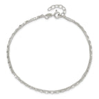 Sterling Silver 2-Strand 9in Plus 1 in Ext. Fancy Chain Anklet