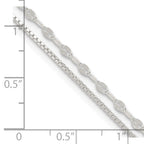 Sterling Silver 2-Strand 9in Plus 1 in Ext. Fancy Chain Anklet