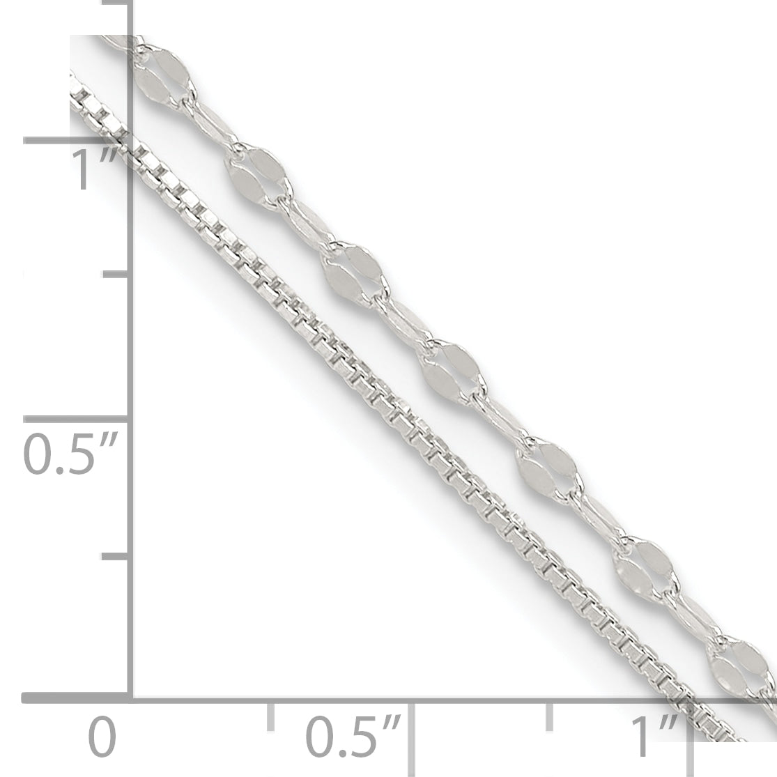 Sterling Silver 2-Strand 9in Plus 1 in Ext. Fancy Chain Anklet