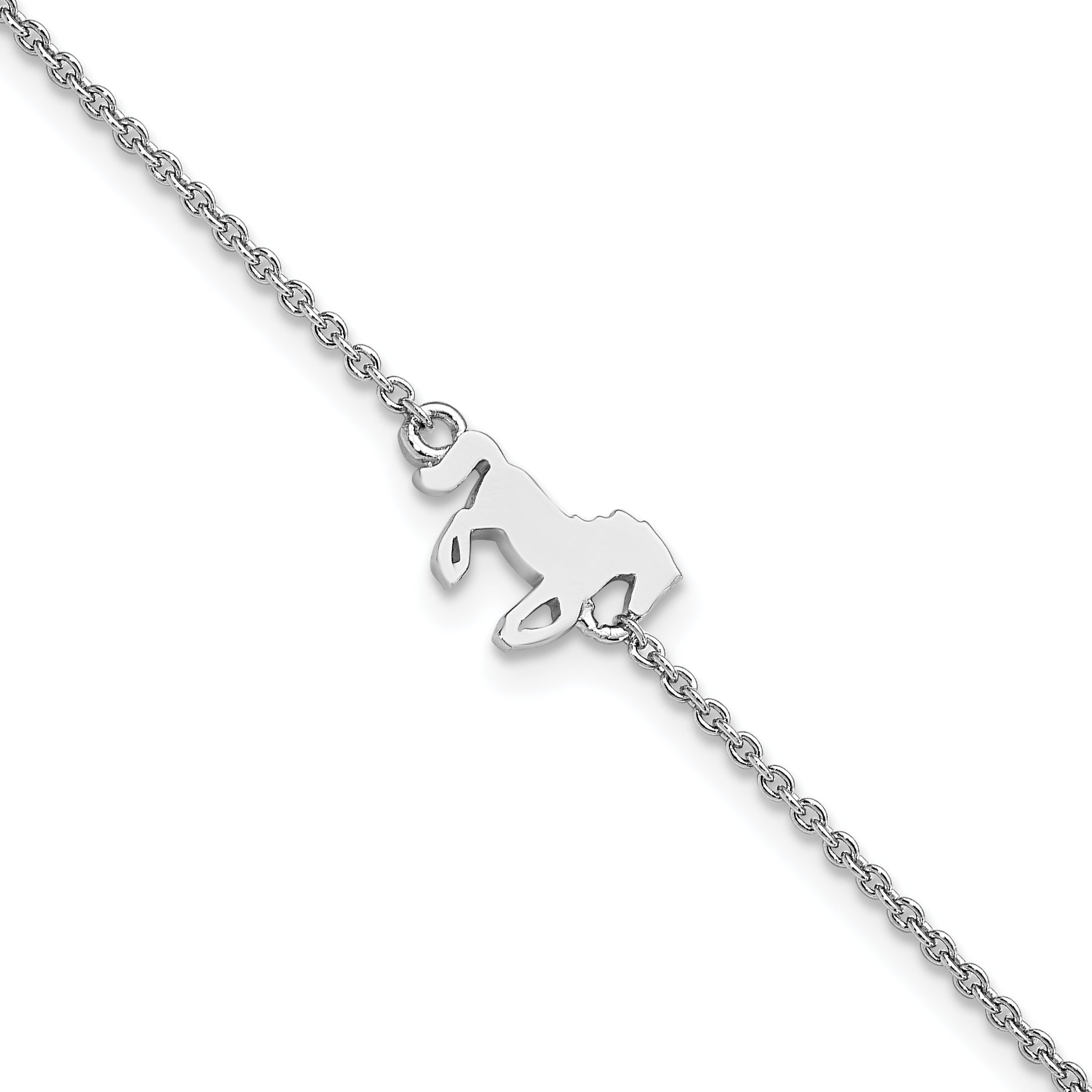 Sterling Silver Rhodium-Rhodium-Plated Horse 6.25in Plus 1in ext Bracelet