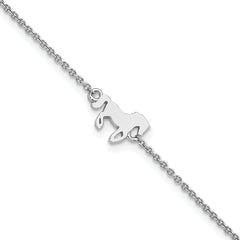 Sterling Silver Rhodium-Rhodium-Plated Horse 6.25in Plus 1in ext Bracelet