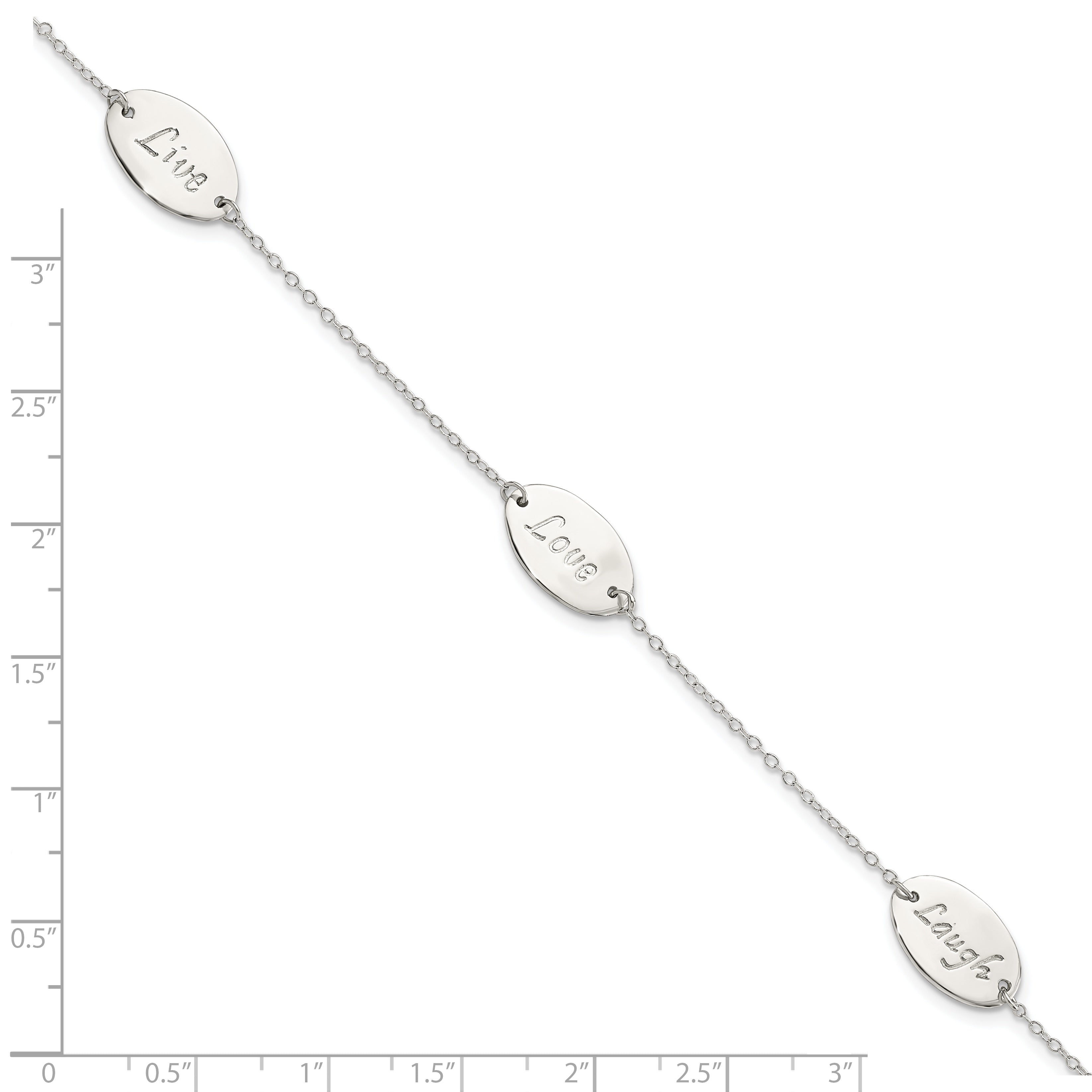 Sterling Silver Polished Live Laugh Love 7.5in Bracelet Secondary image