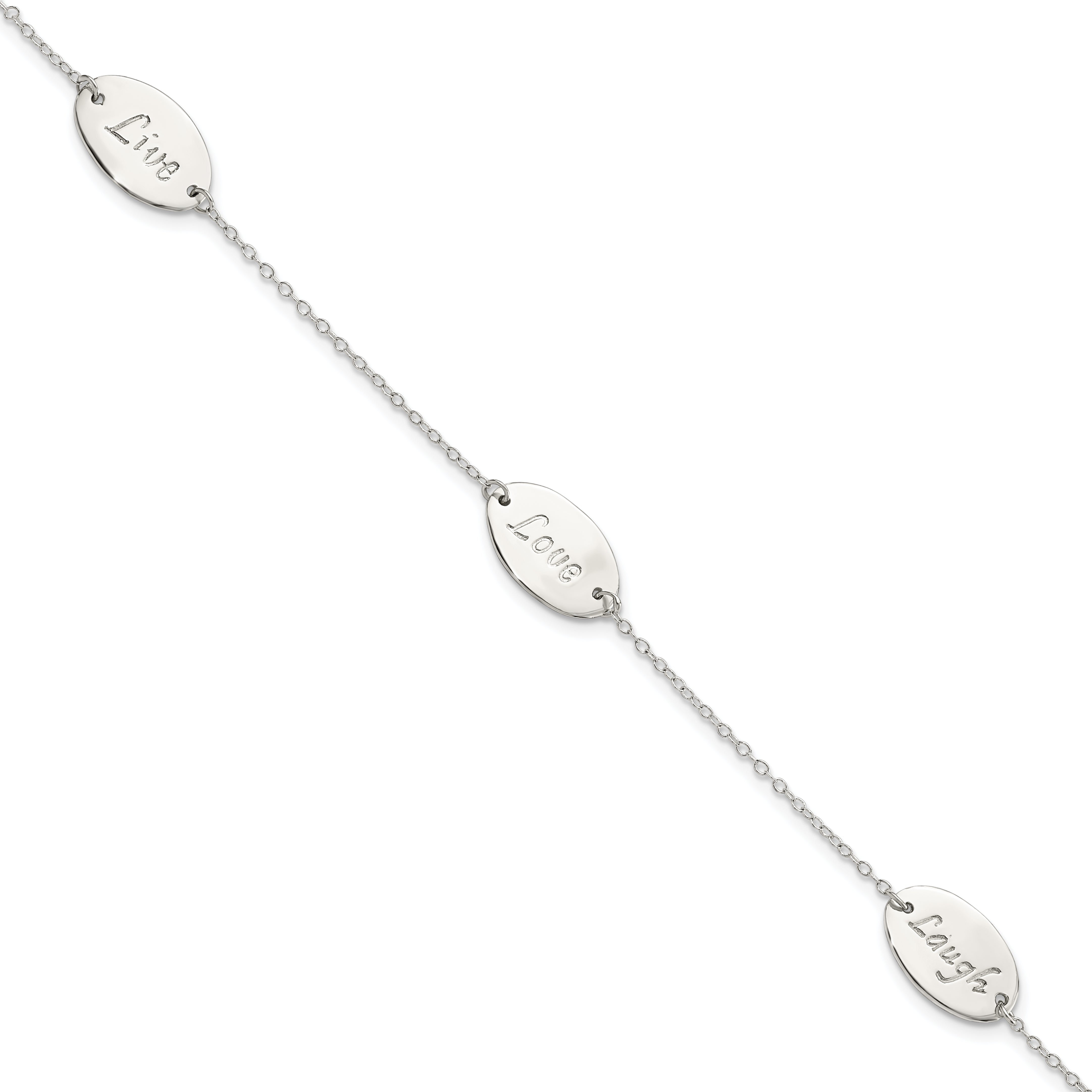 Sterling Silver Polished Live Laugh Love 7.5in Bracelet Main image