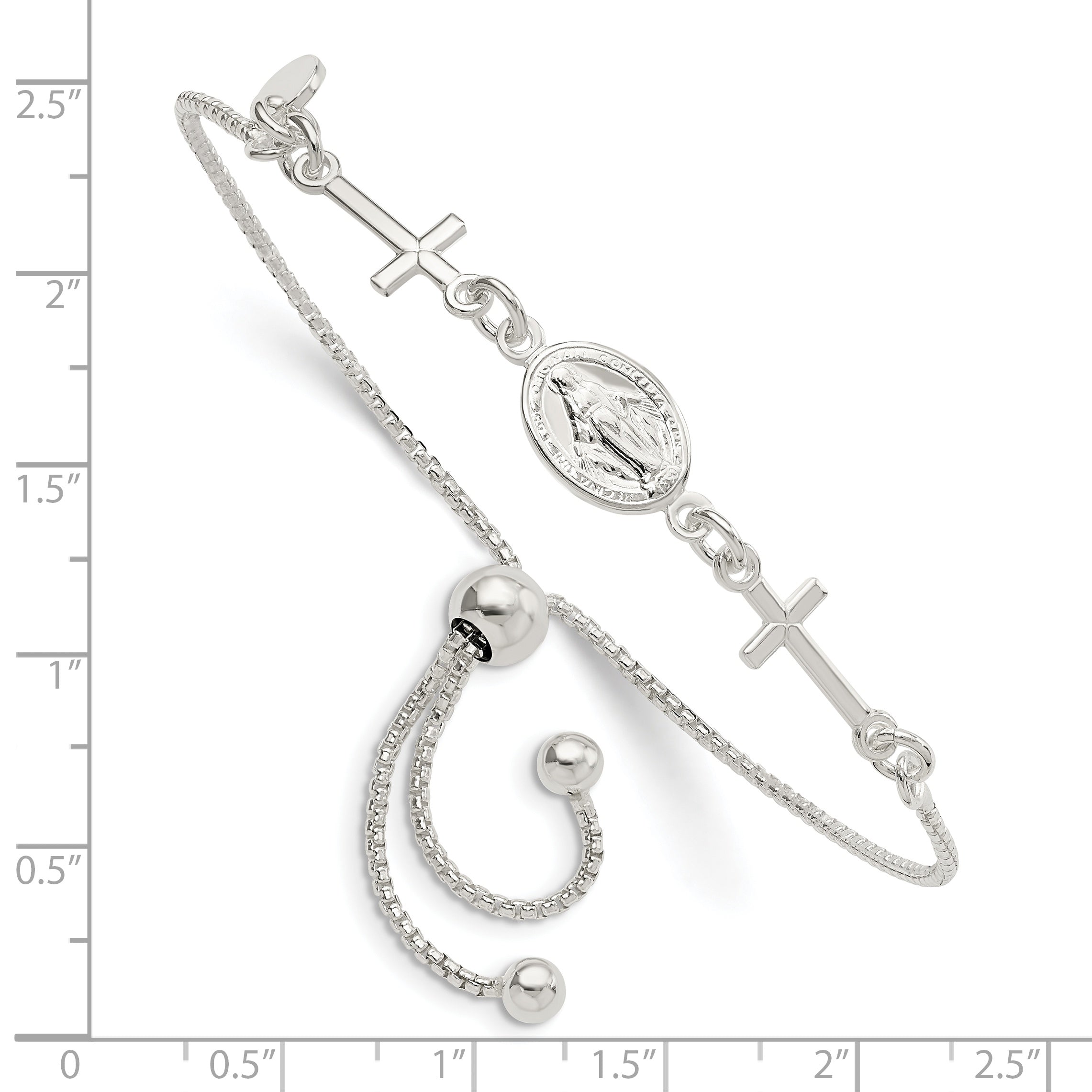 Sterling Silver Miraculous & Crosses Adjustable Bracelet Secondary image