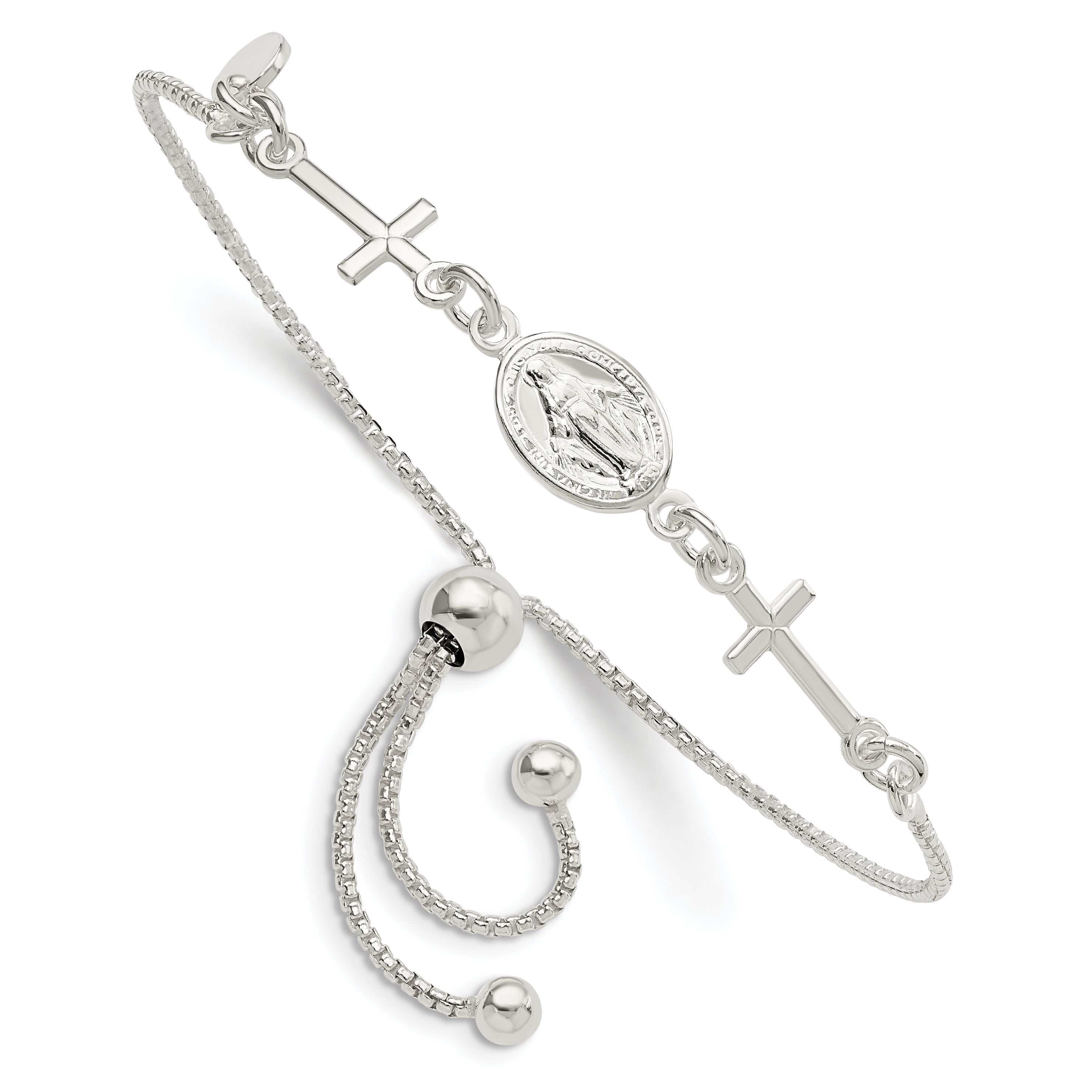 Sterling Silver Miraculous & Crosses Adjustable Bracelet Main image