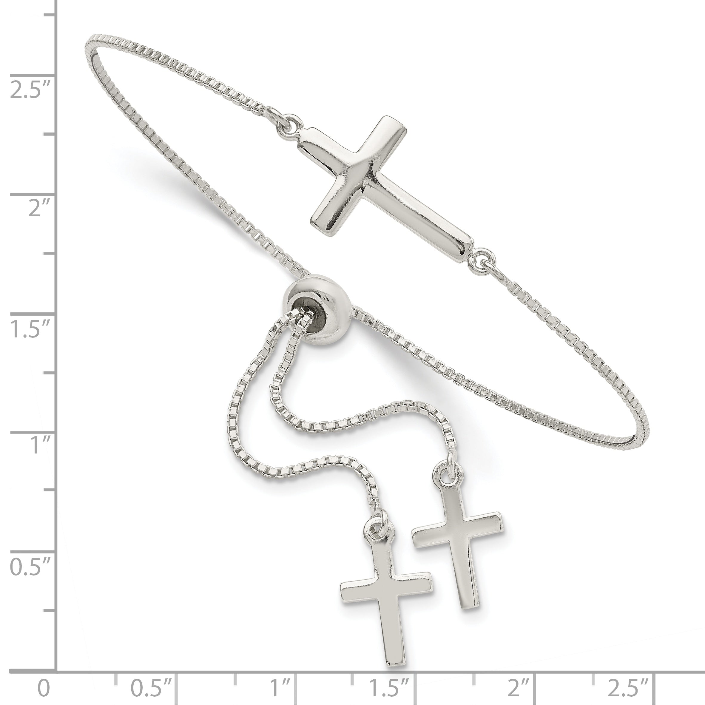 Sterling Silver Polished Cross Adjustable Bracelet Secondary image