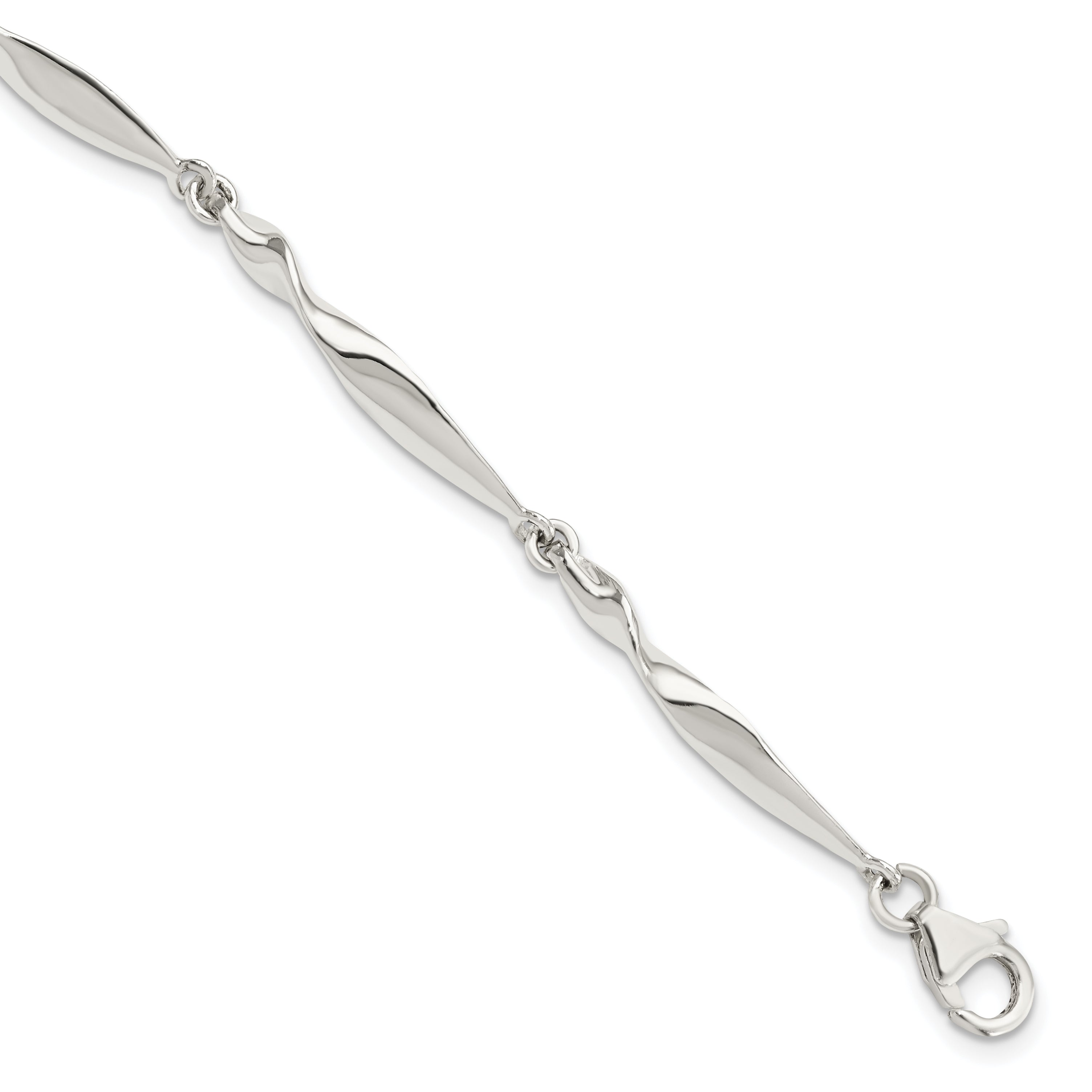 Sterling Silver Polished Twisted Bar 6.5in Bracelet Main image