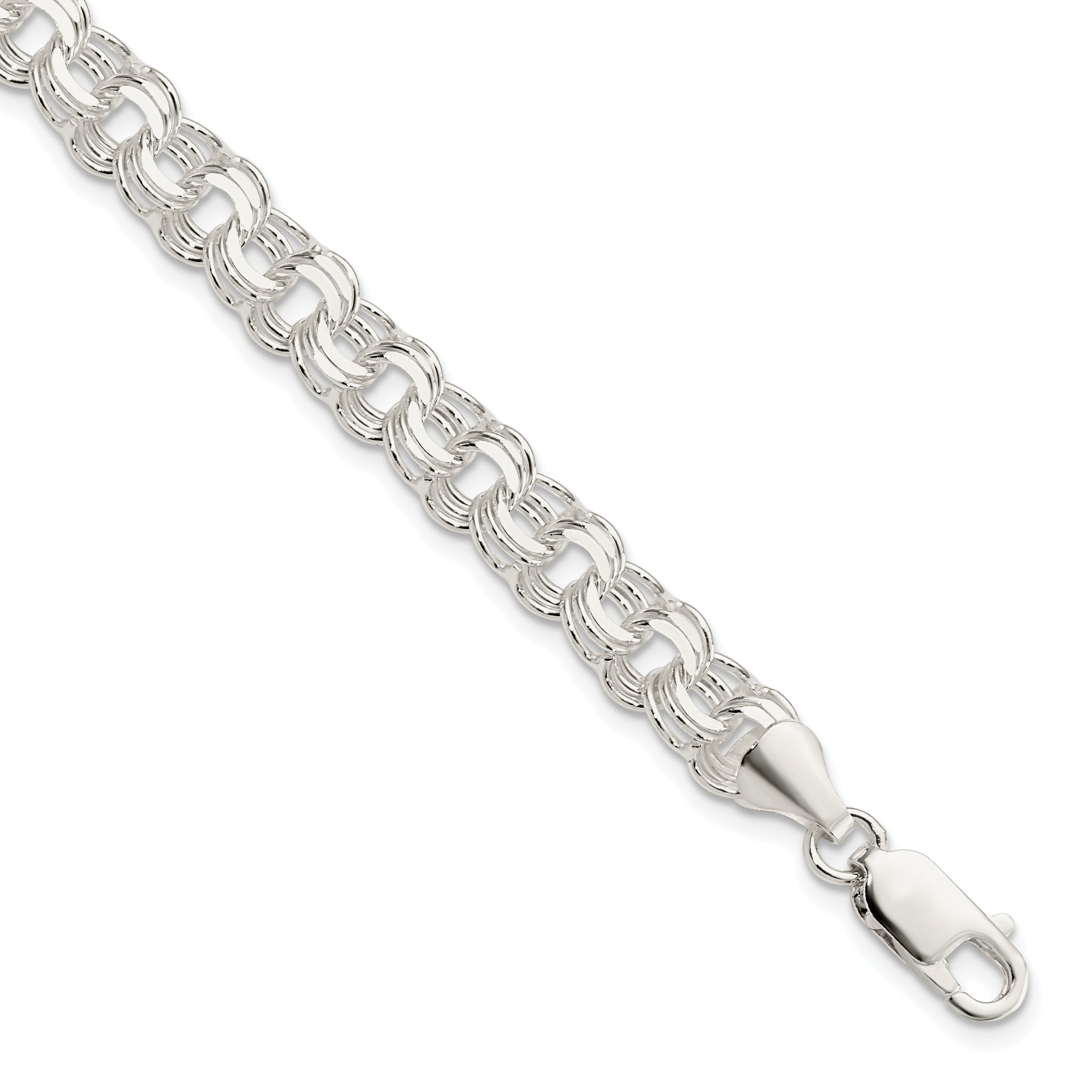 Sterling Silver Polished 7mm Triple Link Charm Bracelet Main image