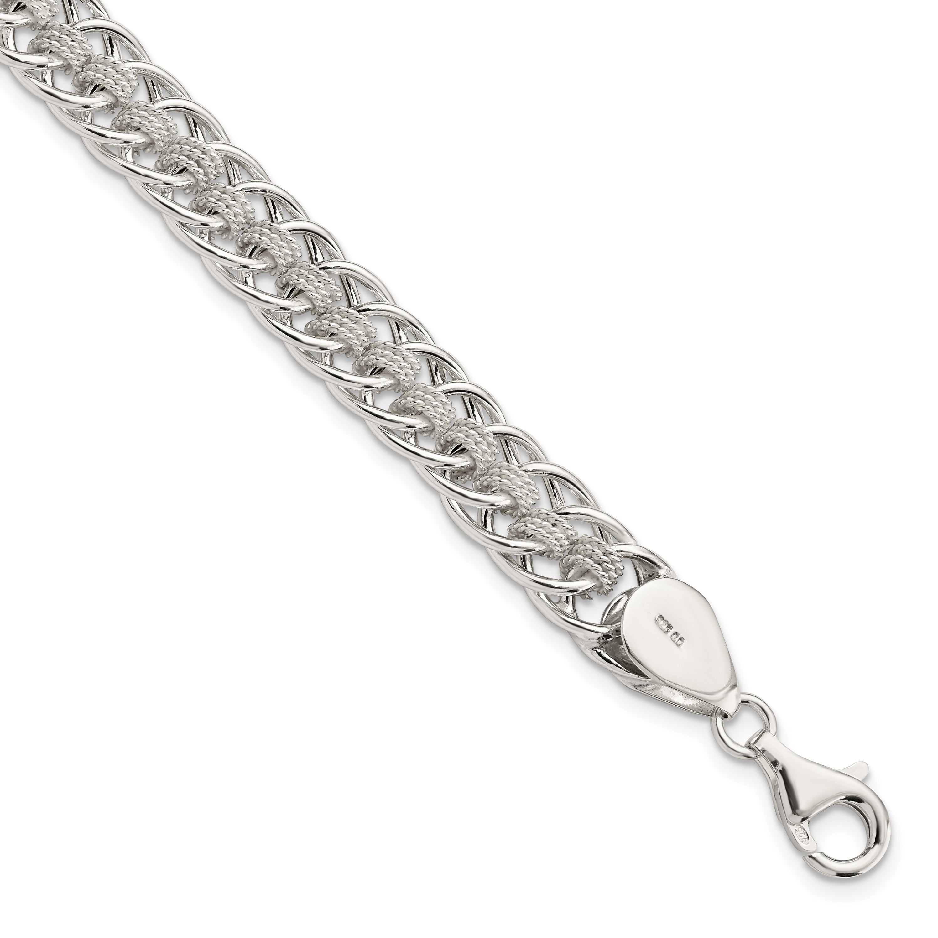 Sterling Silver Polished Roped Oval Link 7.5in Bracelet Main image
