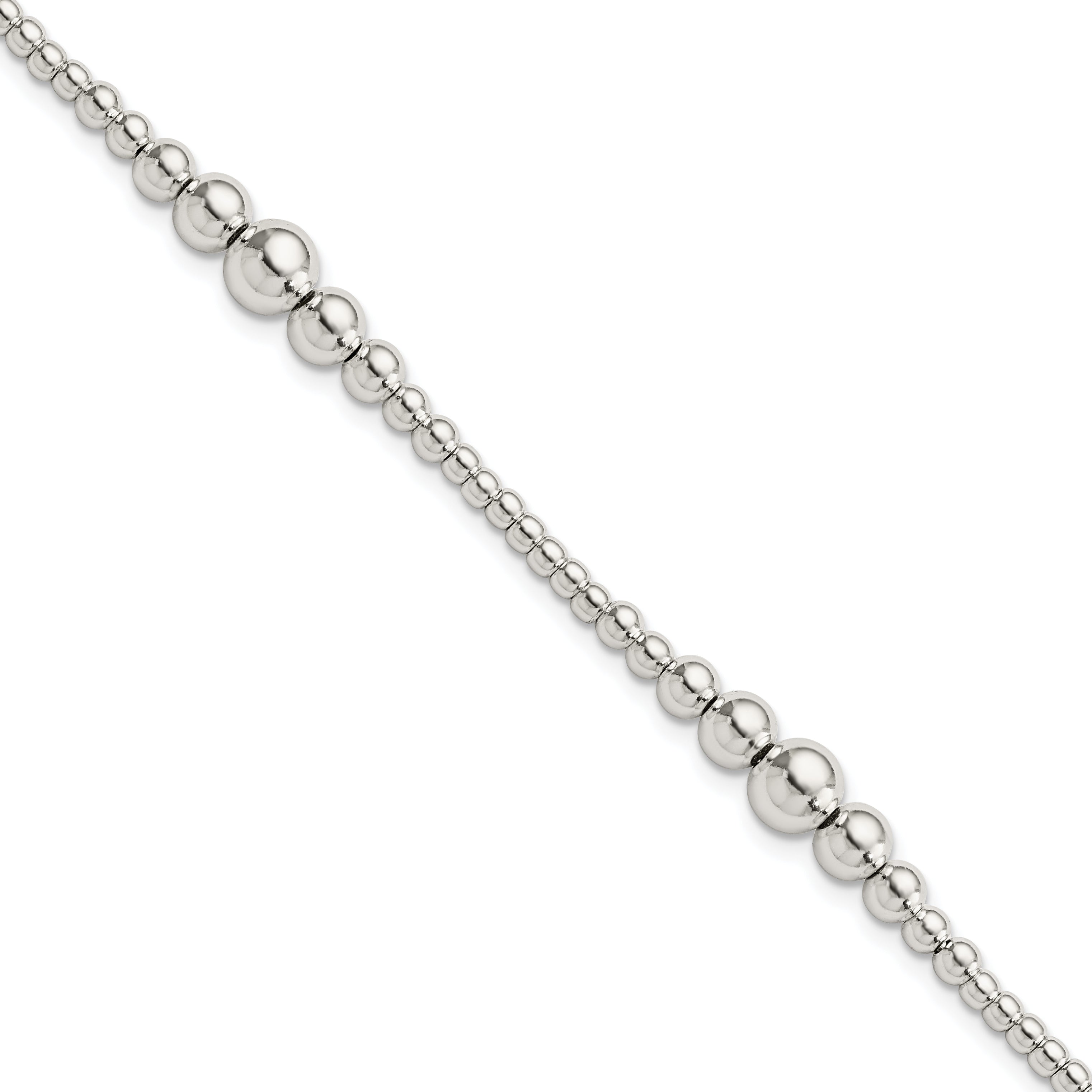 Sterling Silver Round Graduated Beaded Bracelet Main image