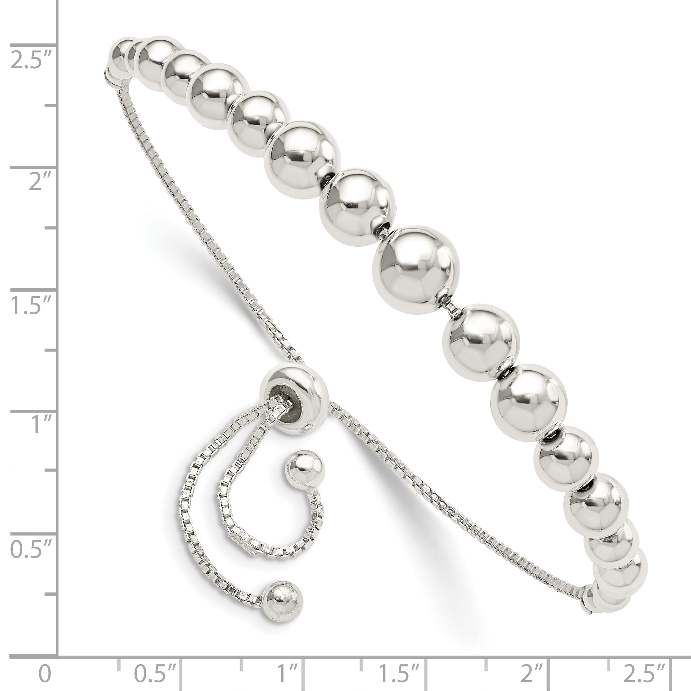 Sterling Silver Polished Beaded Adjustable Bracelet Secondary image