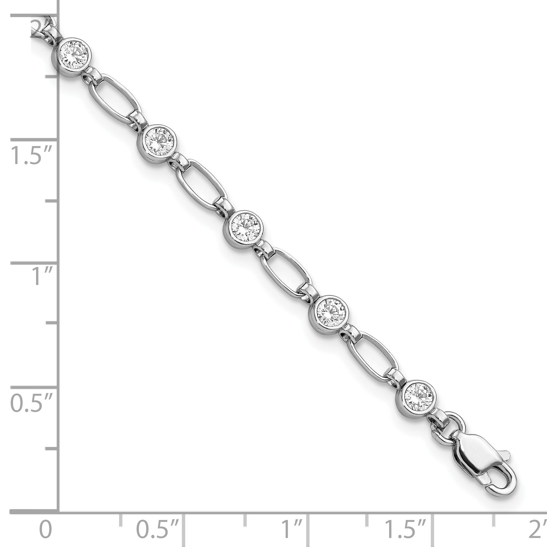 Sterling Silver Rhodium-plated Polished CZ Bracelet Secondary image