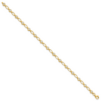 Sterling Silver Gold-plated Polished Bezel CZ and Oval Link 7.5 inch Bracelet