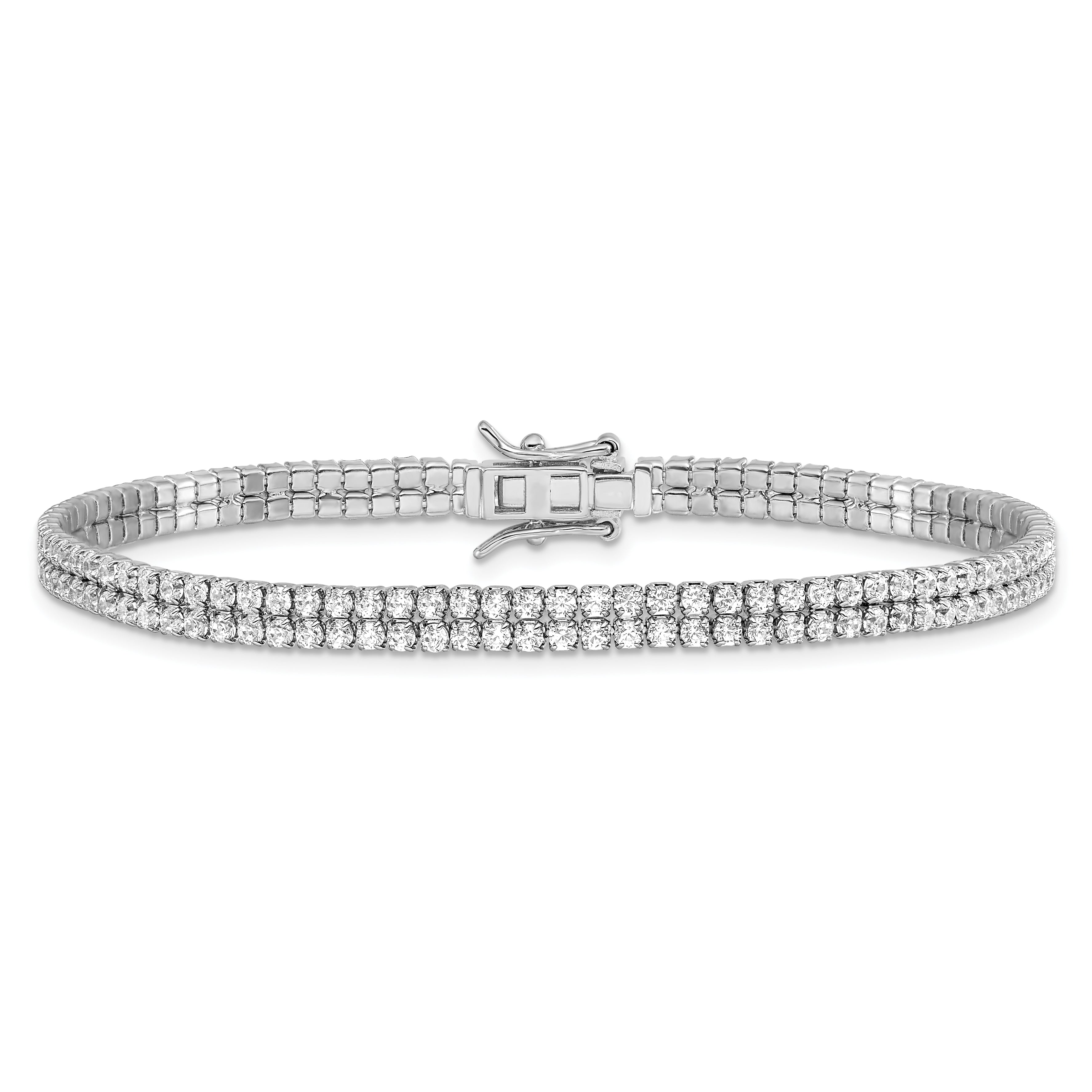 Sterling Silver Rhodium-plated 2-Row CZ Tennis Bracelet