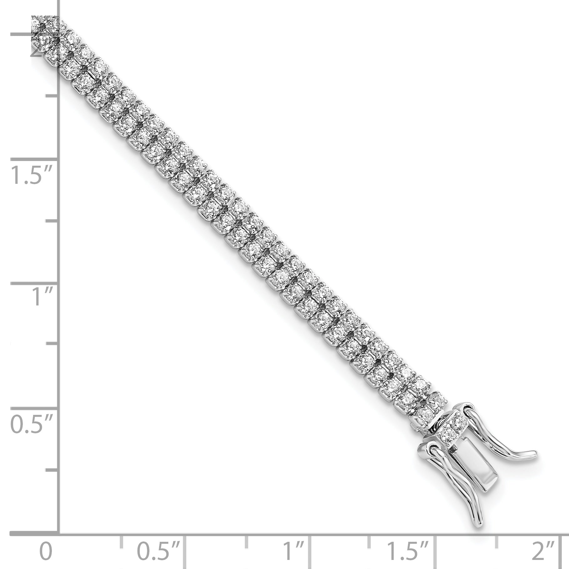 Sterling Silver Rhodium-plated 2-Row CZ Tennis Bracelet Secondary image