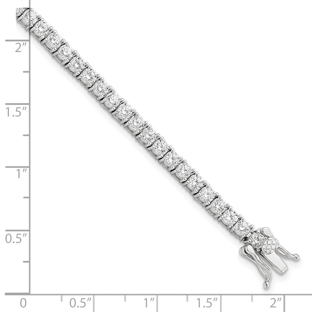 Sterling Silver Rhodium-plated Polished 3.2mm CZ  7.5 inch Tennis Bracelet