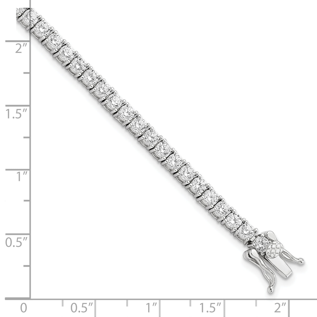 Sterling Silver Rhodium-plated Polished 3.2mm CZ  7.5 inch Tennis Bracelet