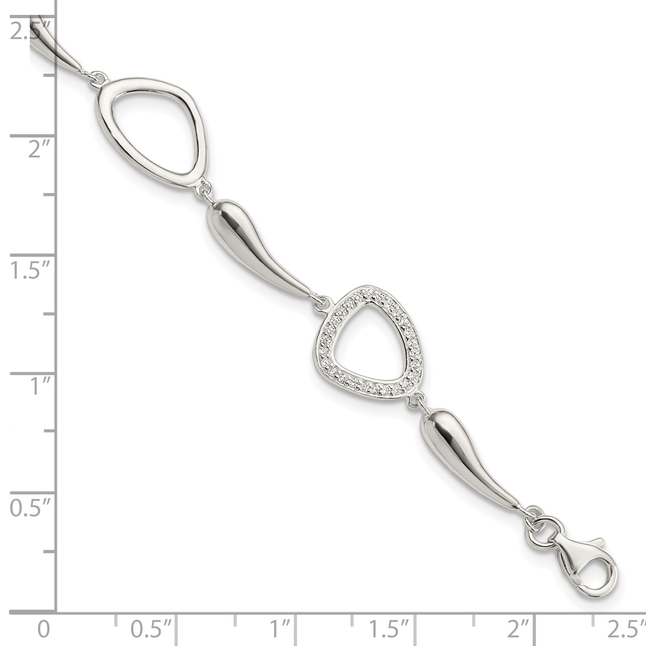 Sterling Silver Polished CZ w/1 in ext. Bracelet Secondary image