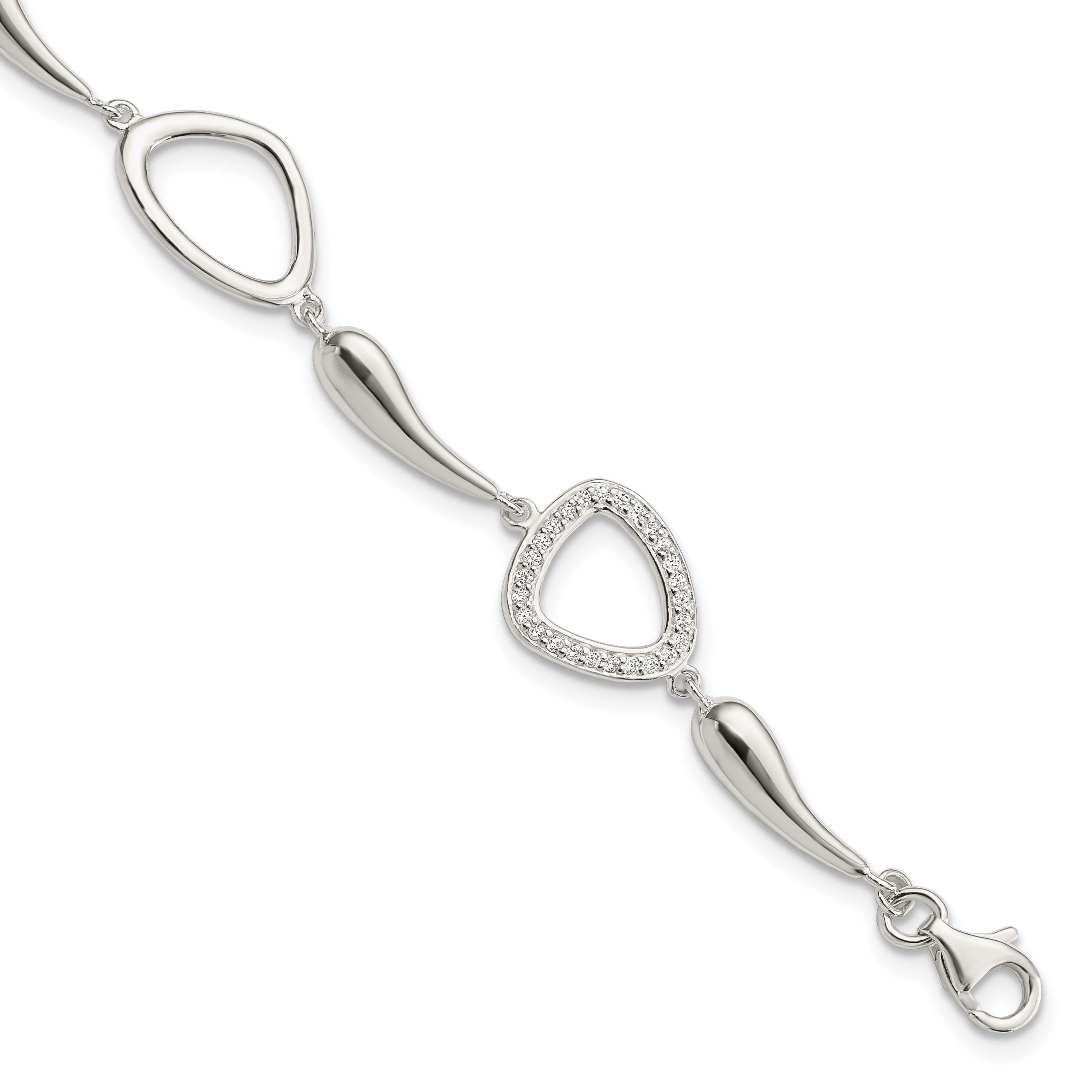 Sterling Silver Polished CZ w/1 in ext. Bracelet Main image
