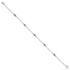 Sterling Silver Rhodium-plated Polished Blue & White CZ Eyes Bracelet