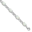 Sterling Silver Rhodium-plated Polished White Created Opal & CZ Bracelet