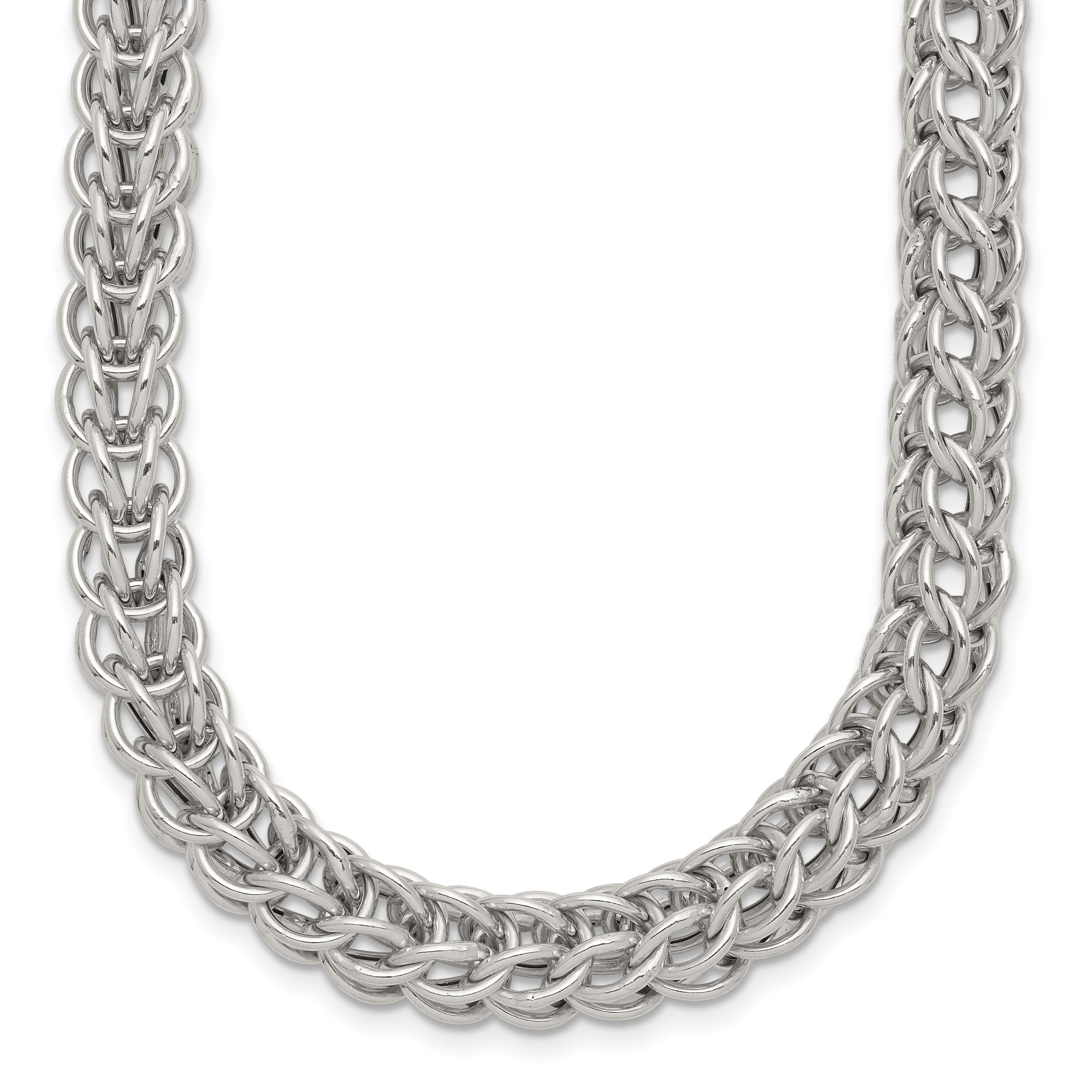 Sterling Silver Polished Fancy Circle Link 18.5in Necklace