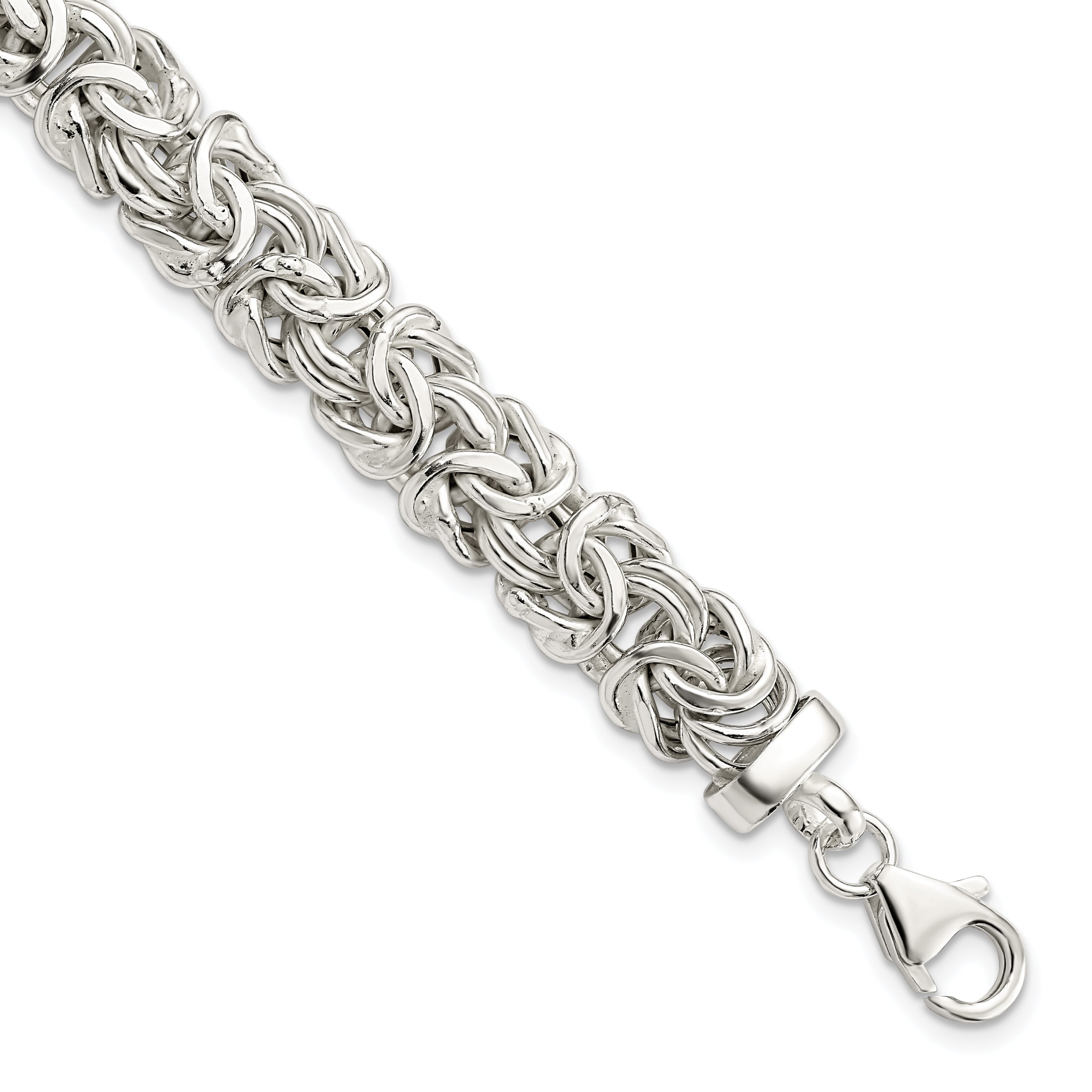 Sterling Silver Polished 9.3mm Flat Byzantine 7in Chain Main image
