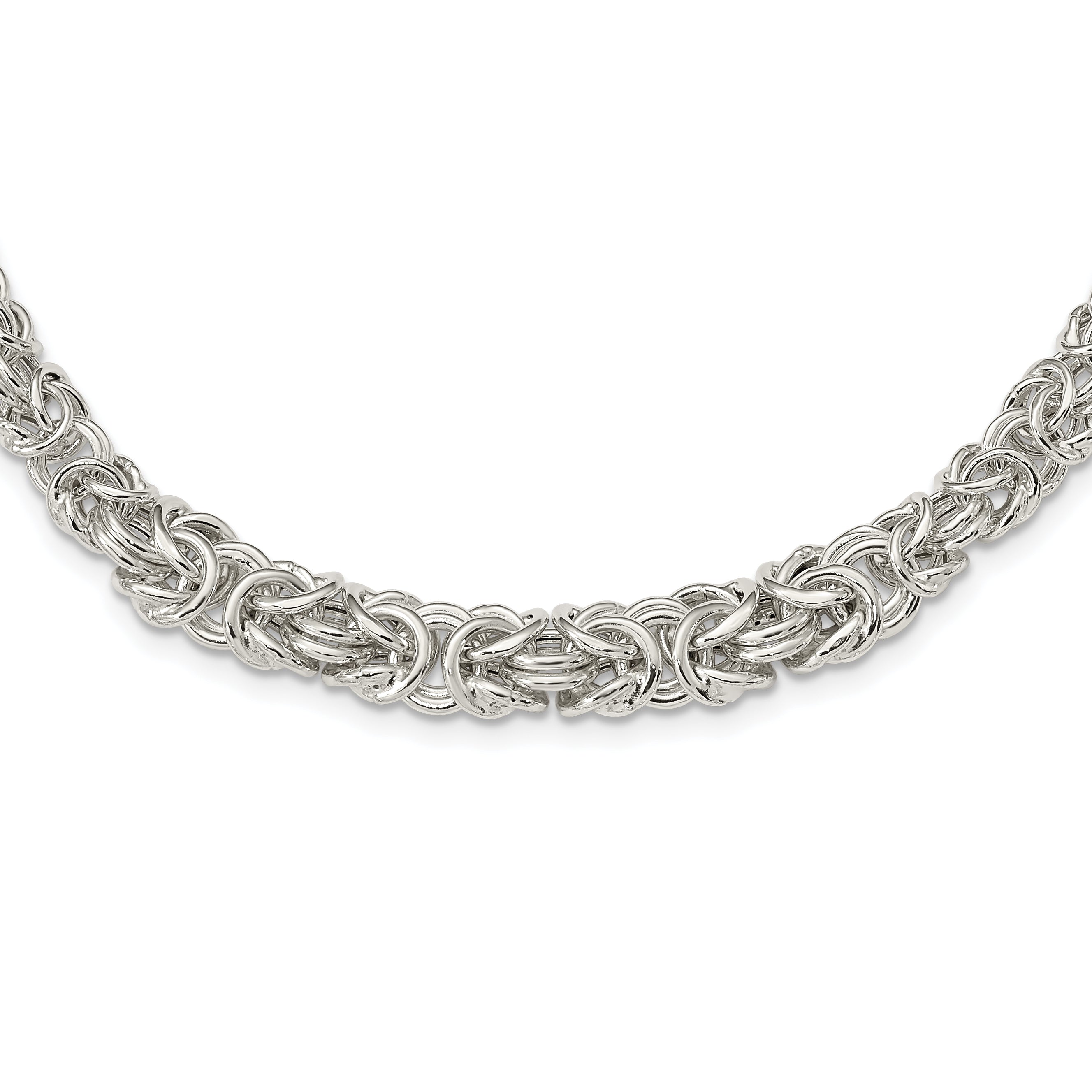 Sterling Silver Polished Byzantine Graduated Link Necklace Main image