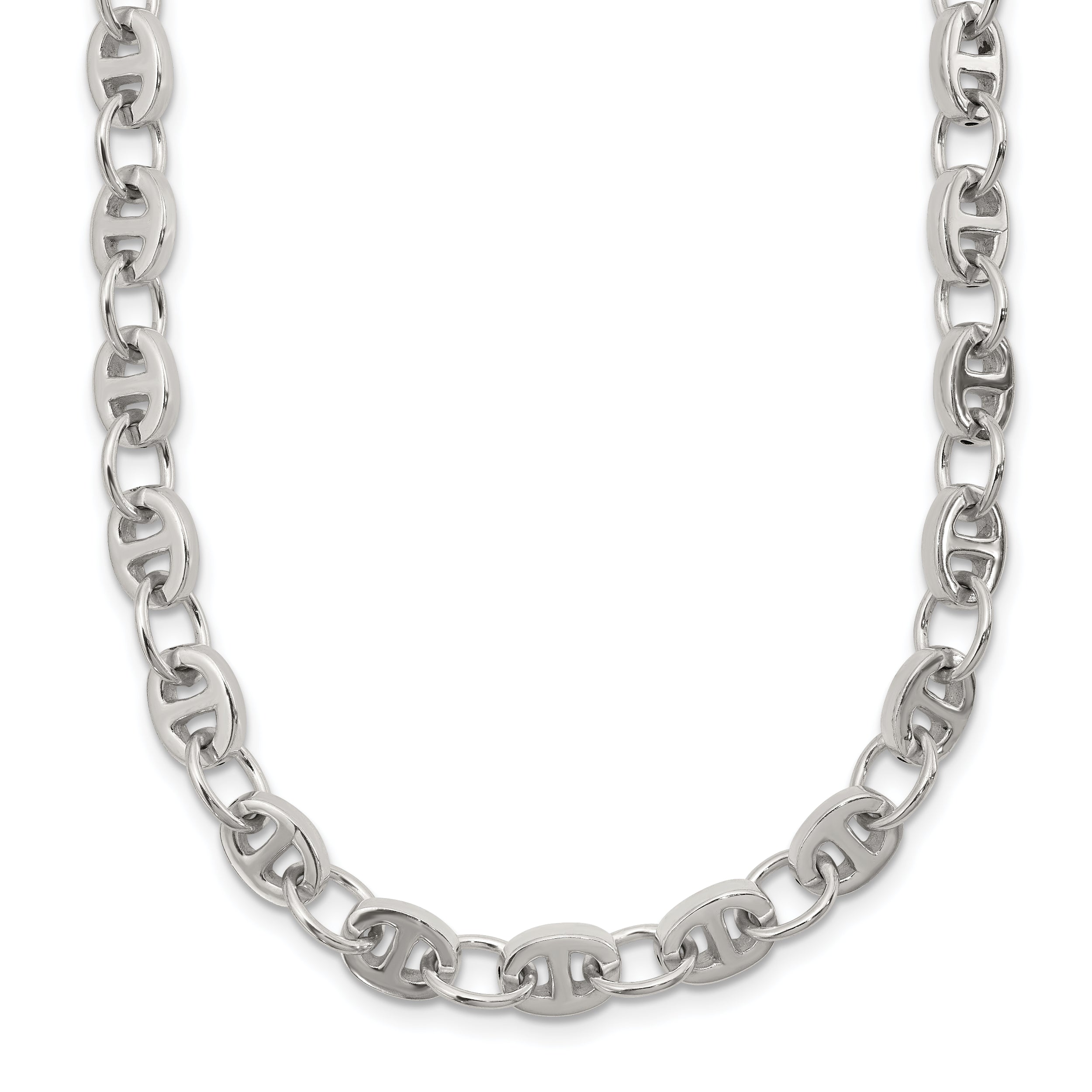 Sterling Silver Polished Fancy Link 18in Necklace