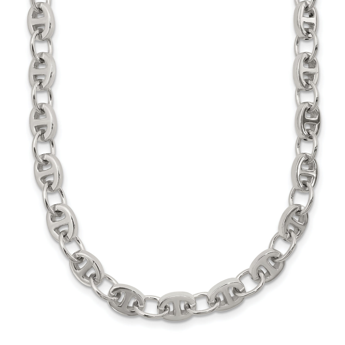 Sterling Silver Polished Fancy Link 18in Necklace