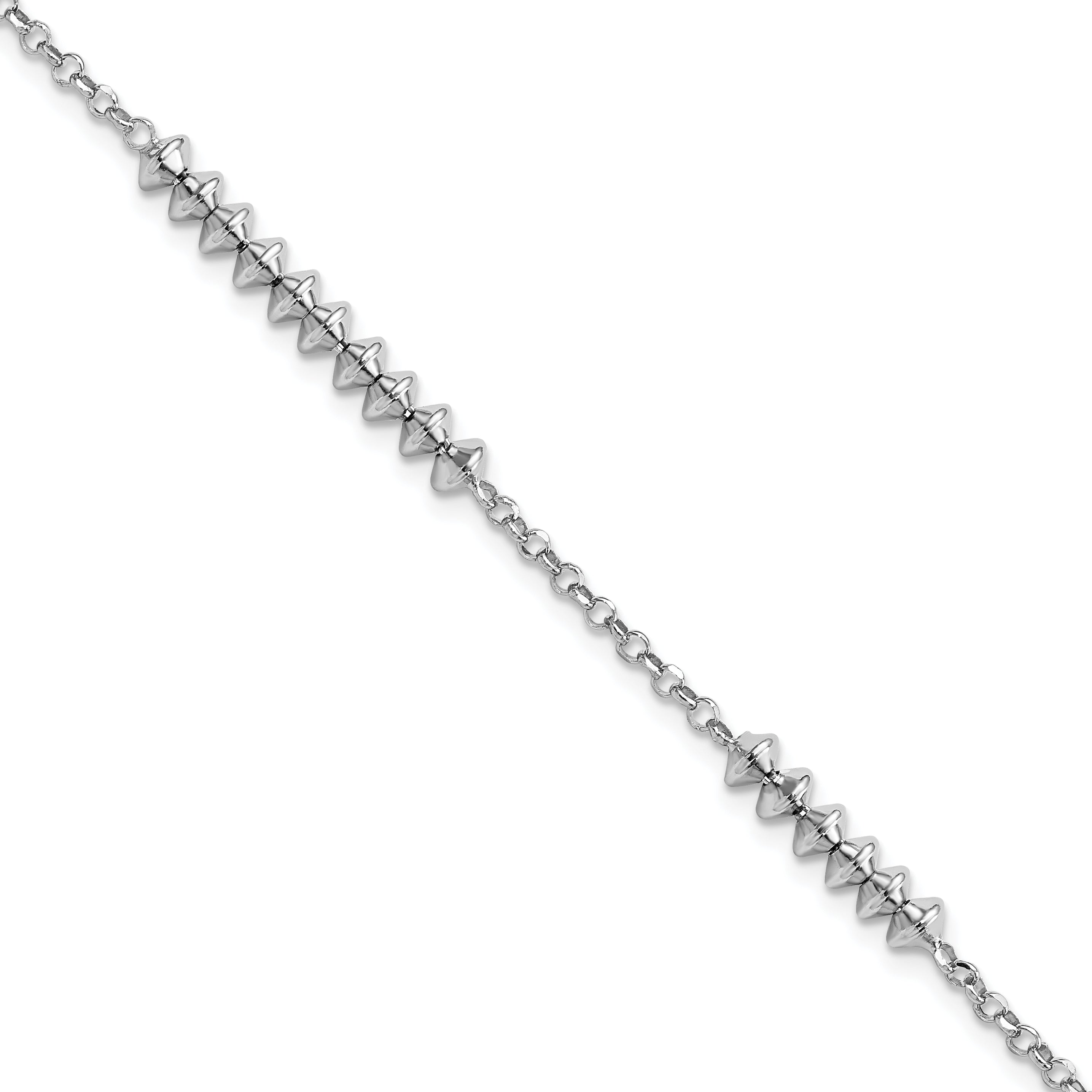Sterling Silver Rhodium-Rhodium-Plated Polished w/ 1in ext. Bracelet