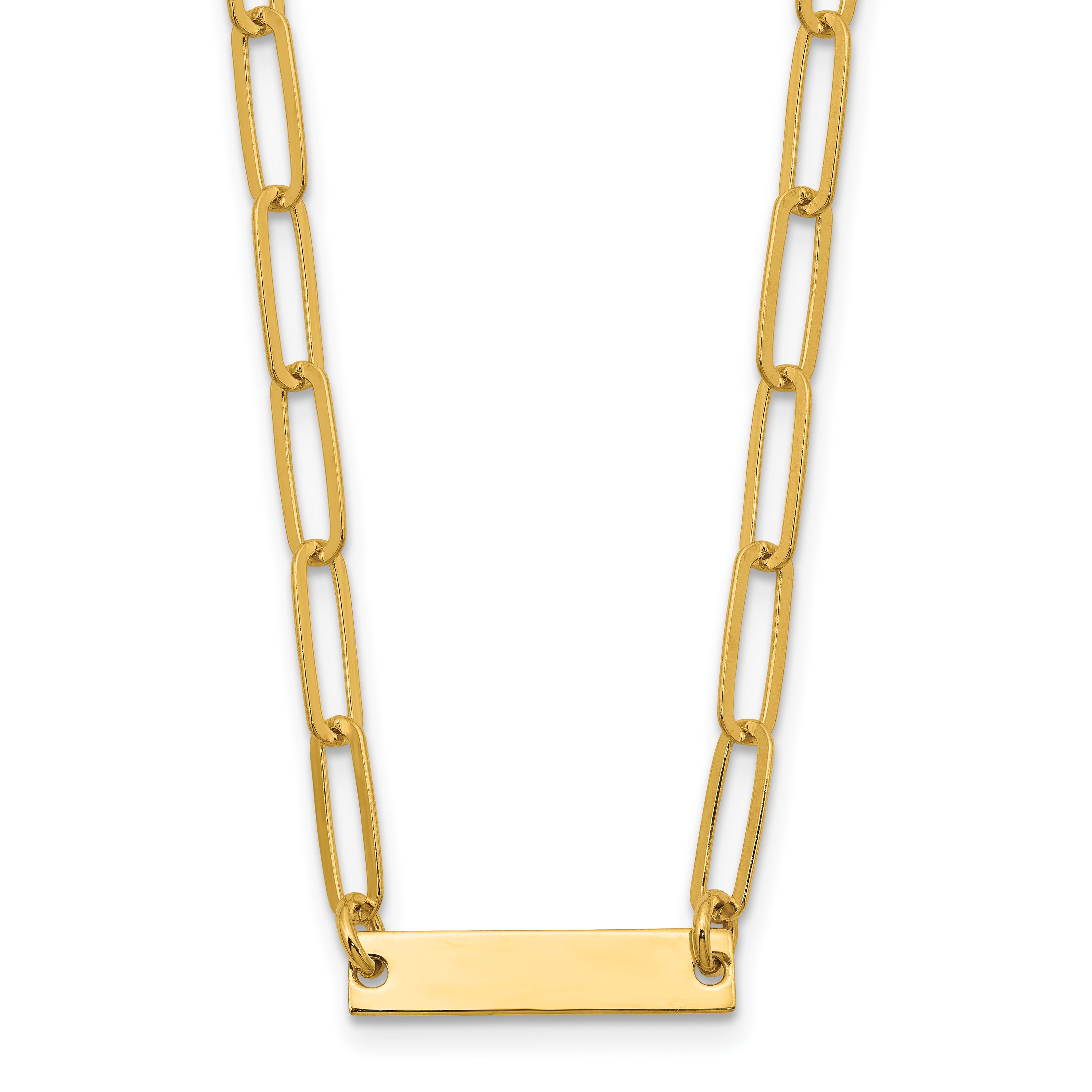 Sterling Silver Gold-plated Polished Bar Necklace w/ 2in ext. Necklace